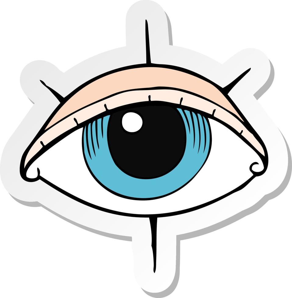 pegatina de un símbolo de ojo de tatuaje de dibujos animados vector