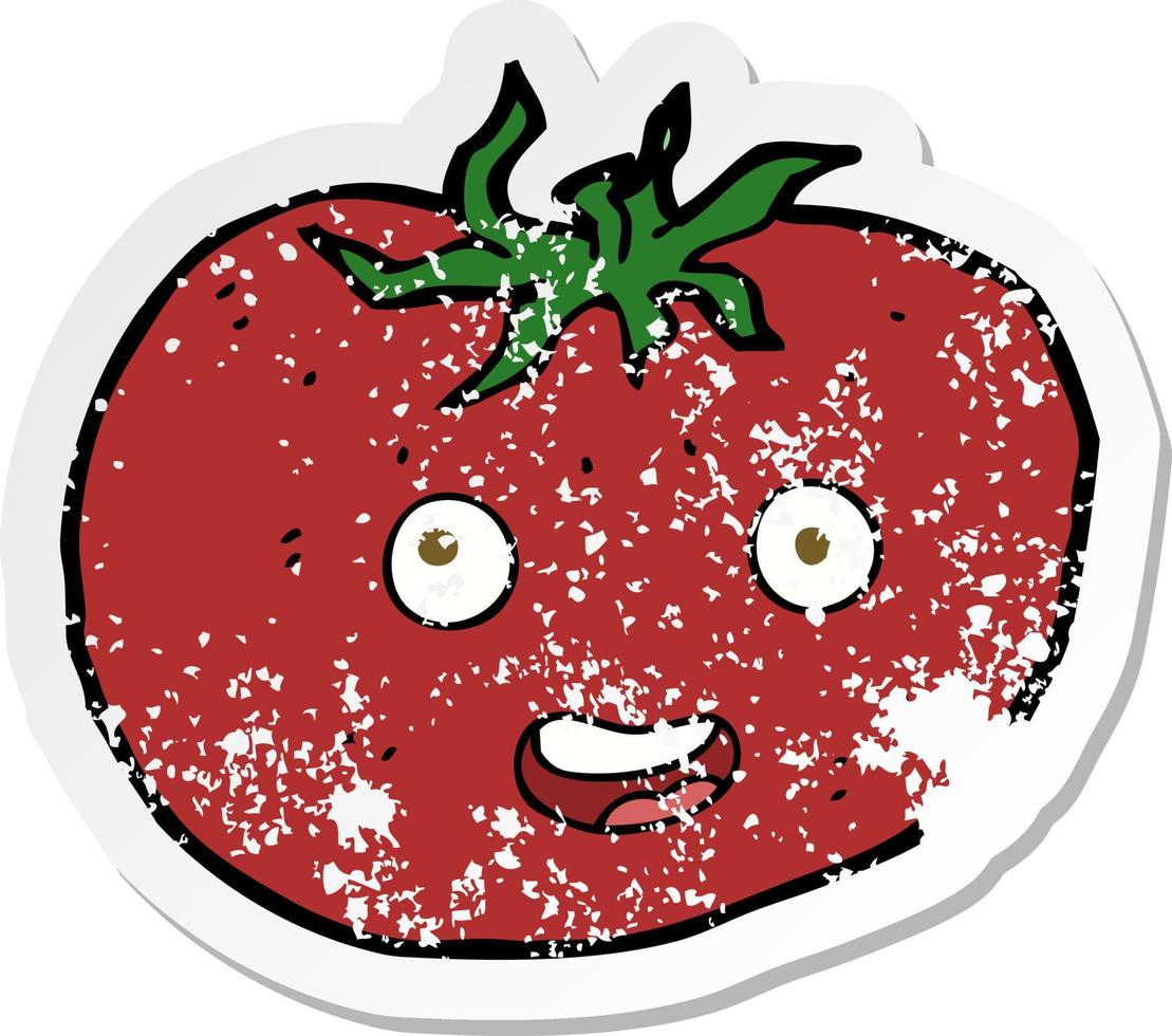 retro distressed sticker of a cartoon tomato vector