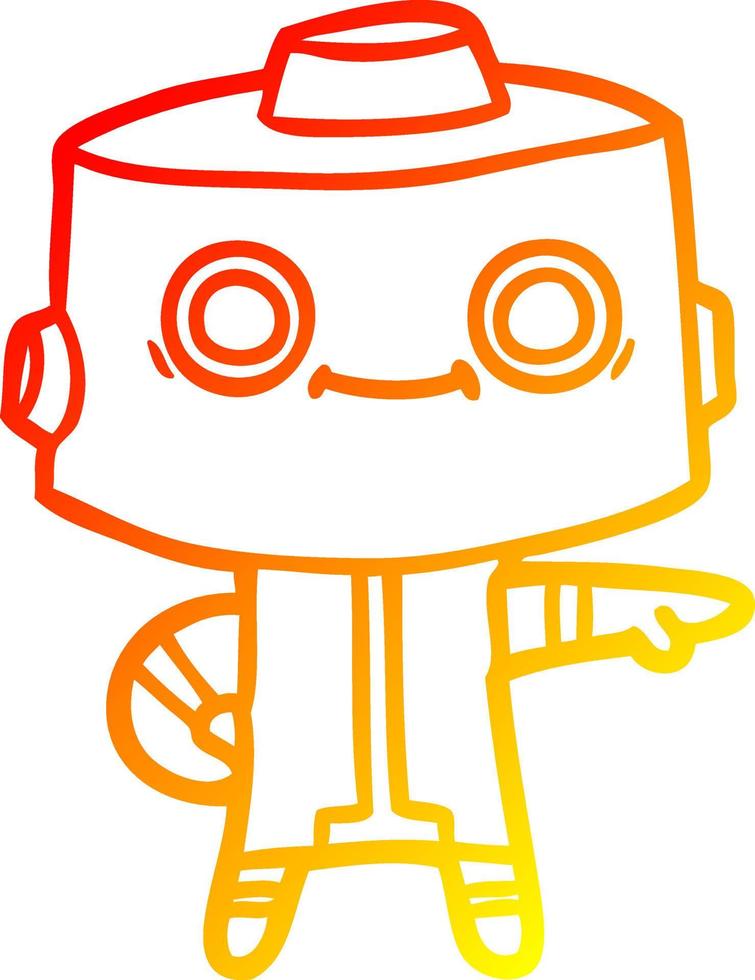 warm gradient line drawing cartoon robot vector