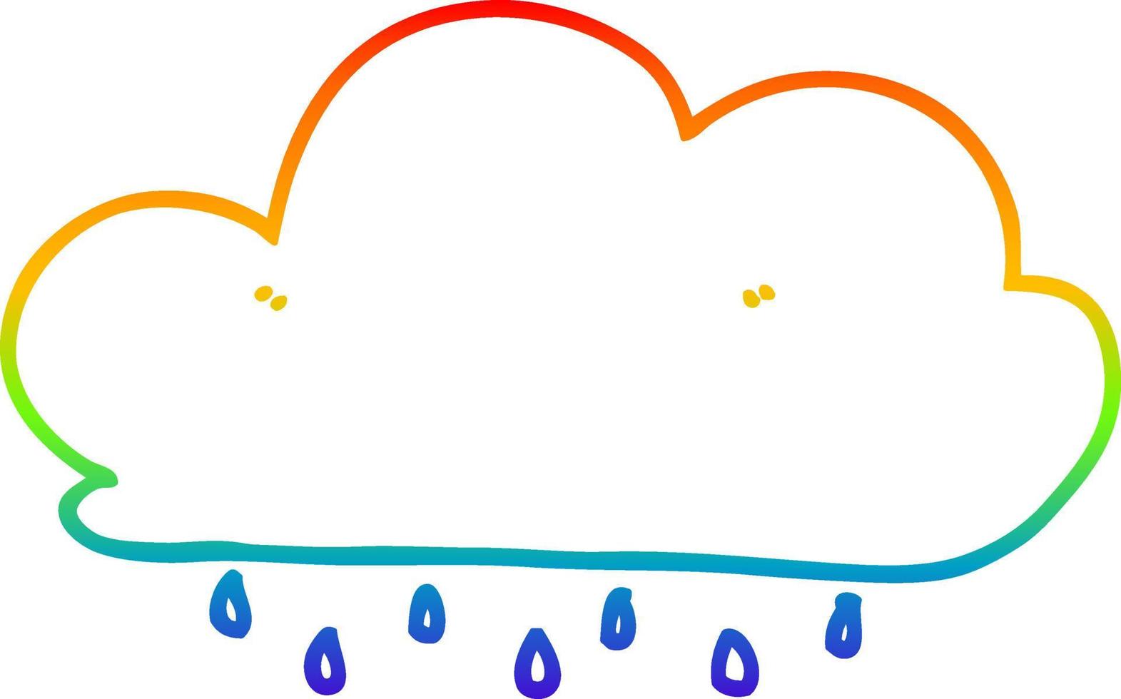 rainbow gradient line drawing cartoon rain cloud vector