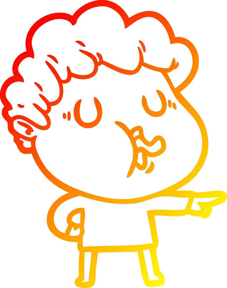 warm gradient line drawing cartoon man pulling face vector