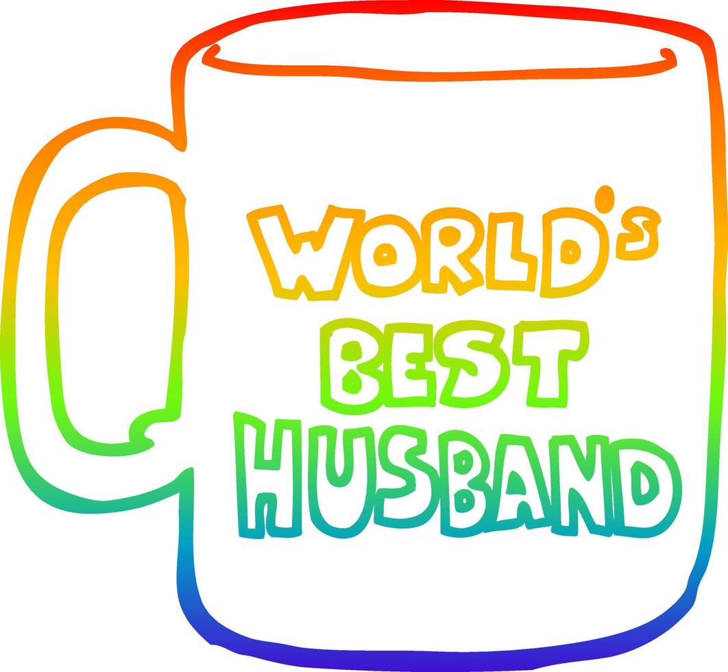 rainbow gradient line drawing worlds best husband mug vector