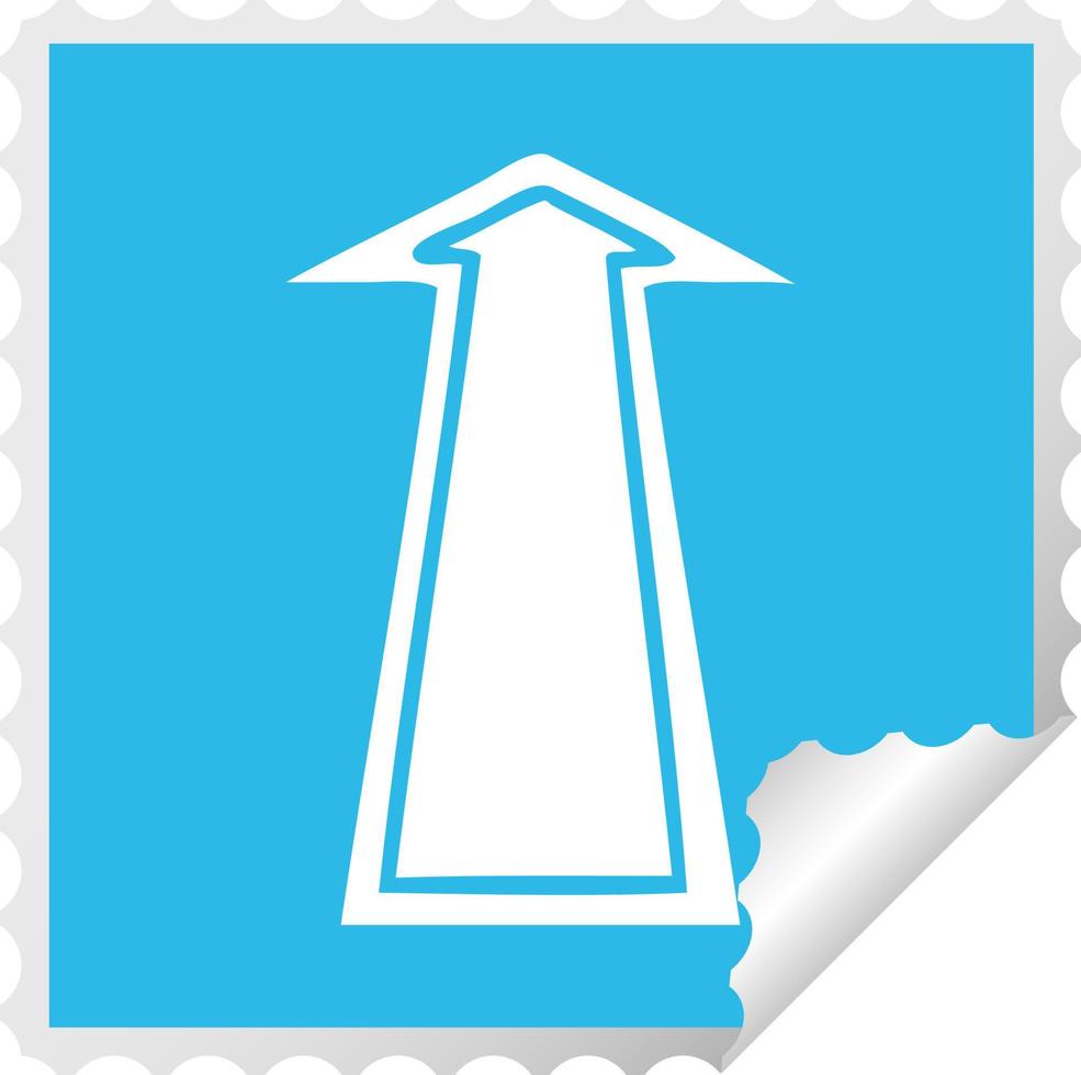 quirky square peeling sticker cartoon arrow vector