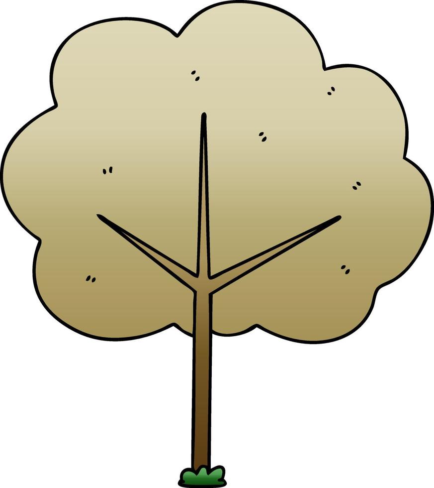quirky gradient shaded cartoon tree vector