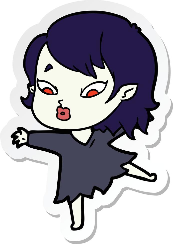 sticker of a cute cartoon vampire girl vector