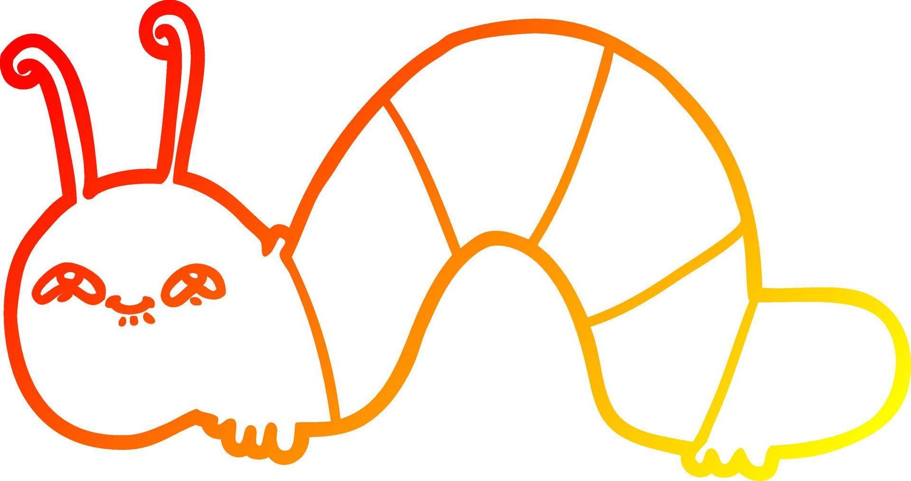 warm gradient line drawing cartoon happy caterpillar vector