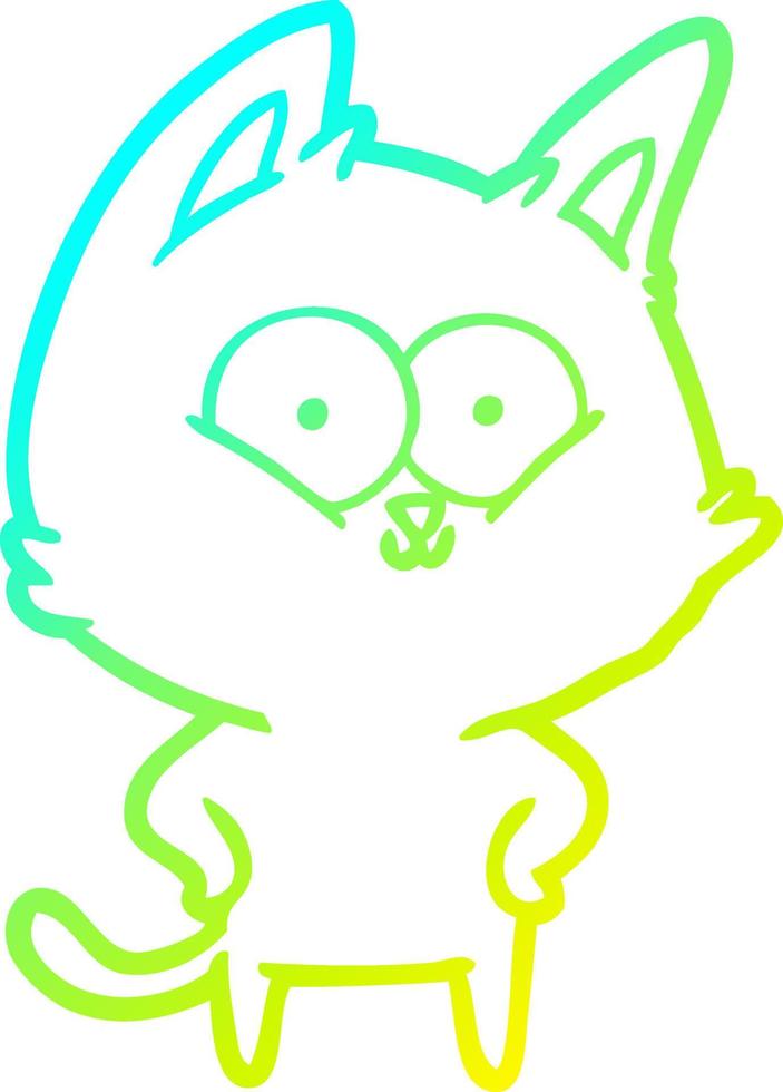 cold gradient line drawing cartoon cat vector