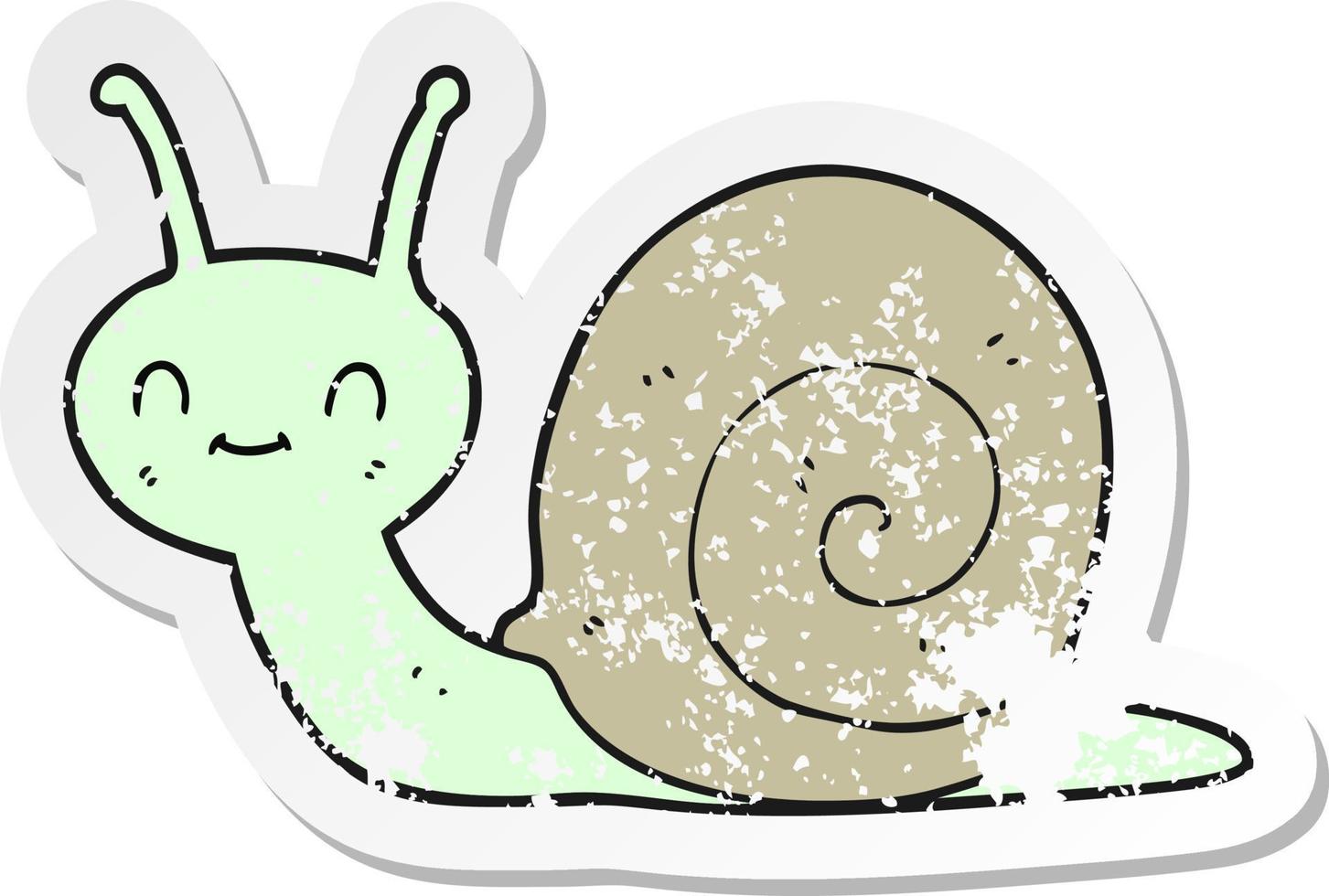 retro distressed sticker of a cartoon cute snail vector