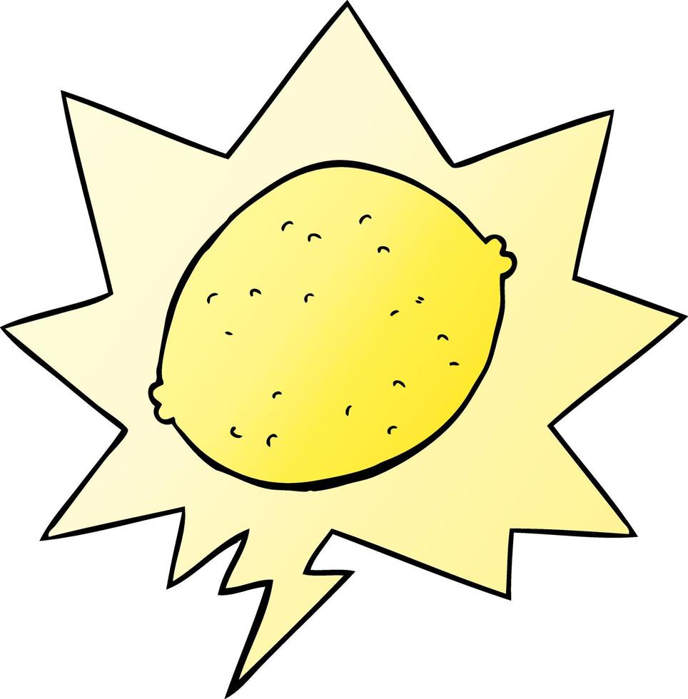 cartoon lemon and speech bubble in smooth gradient style vector