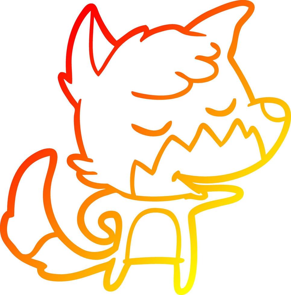 warm gradient line drawing friendly cartoon fox vector