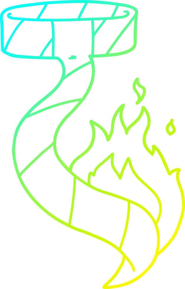 cold gradient line drawing cartoon burning tie vector