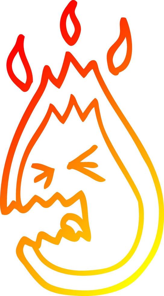 warm gradient line drawing cartoon screaming flame vector