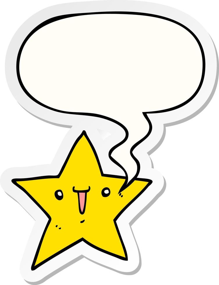 cute cartoon star and speech bubble sticker vector