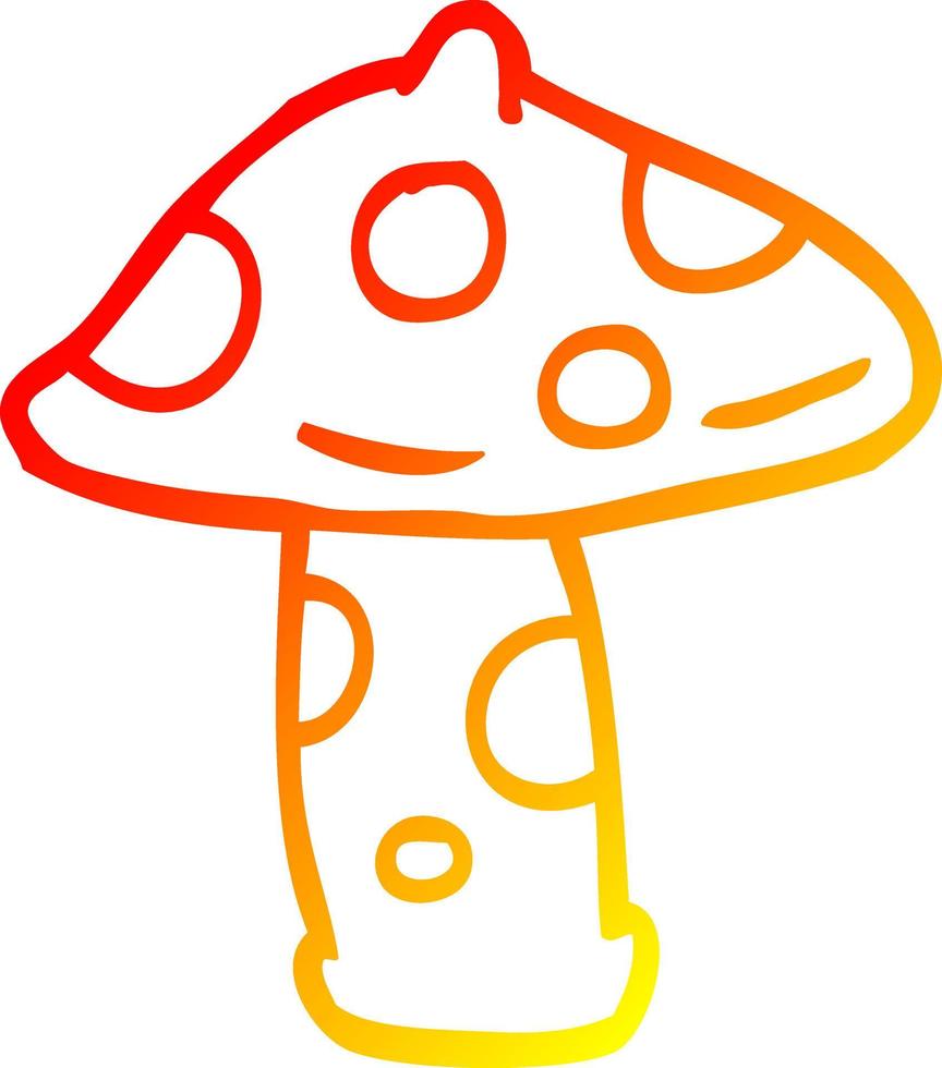 warm gradient line drawing cartoon mushroom vector
