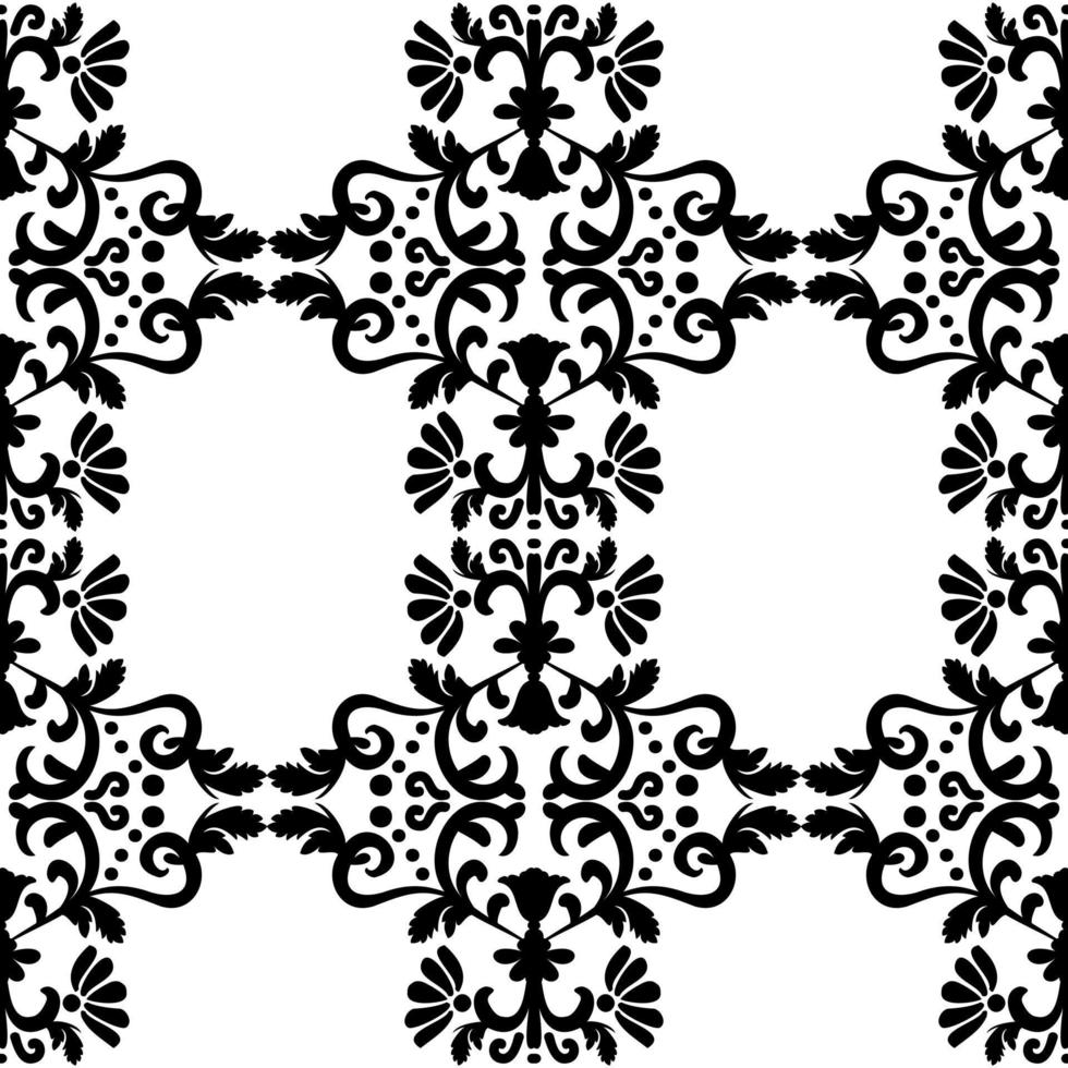 Seamless victorian pattern with floral elements. Black and white. Vector illustration.