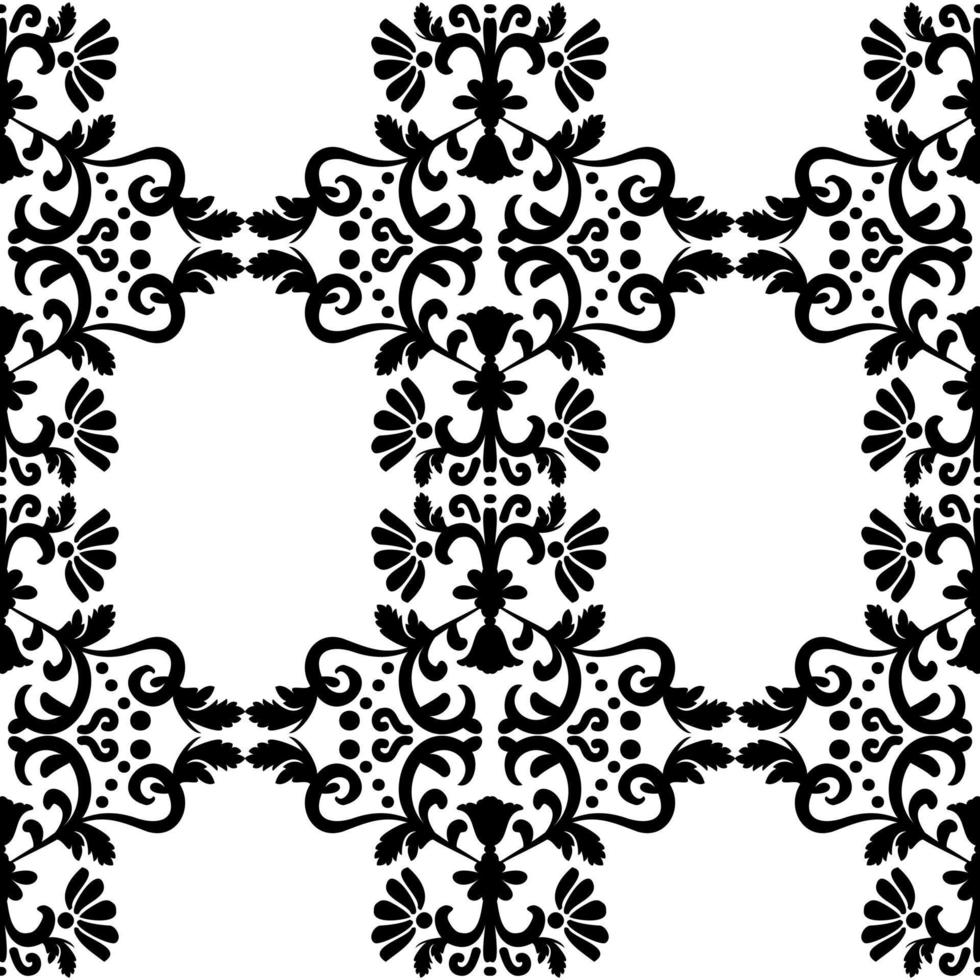 Seamless victorian pattern with floral elements. Black and white. Vector illustration.