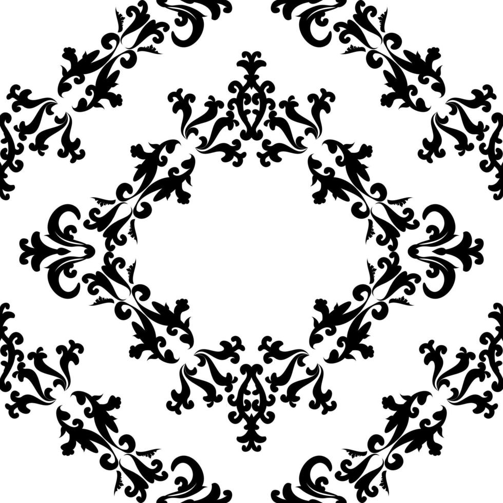 patrón sin costuras con remolinos. patrón mehndi. abstracción en blanco y negro en estilo damasco. ilustración vectorial vector