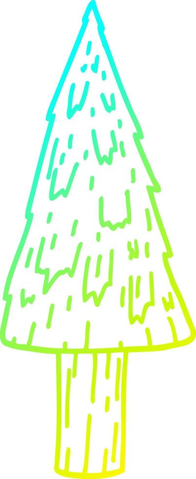 cold gradient line drawing cartoon christmas tree vector