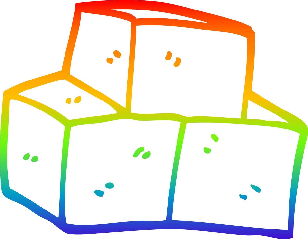 rainbow gradient line drawing cartoon stacked bricks vector