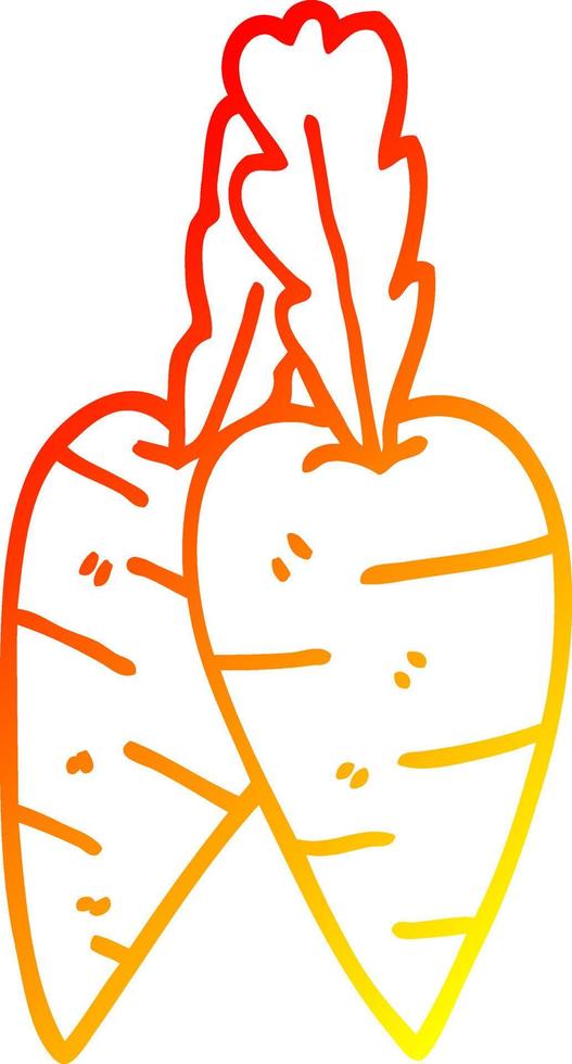 warm gradient line drawing cartoon organic carrots vector