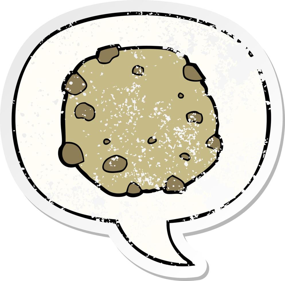 cartoon cookie and speech bubble distressed sticker vector