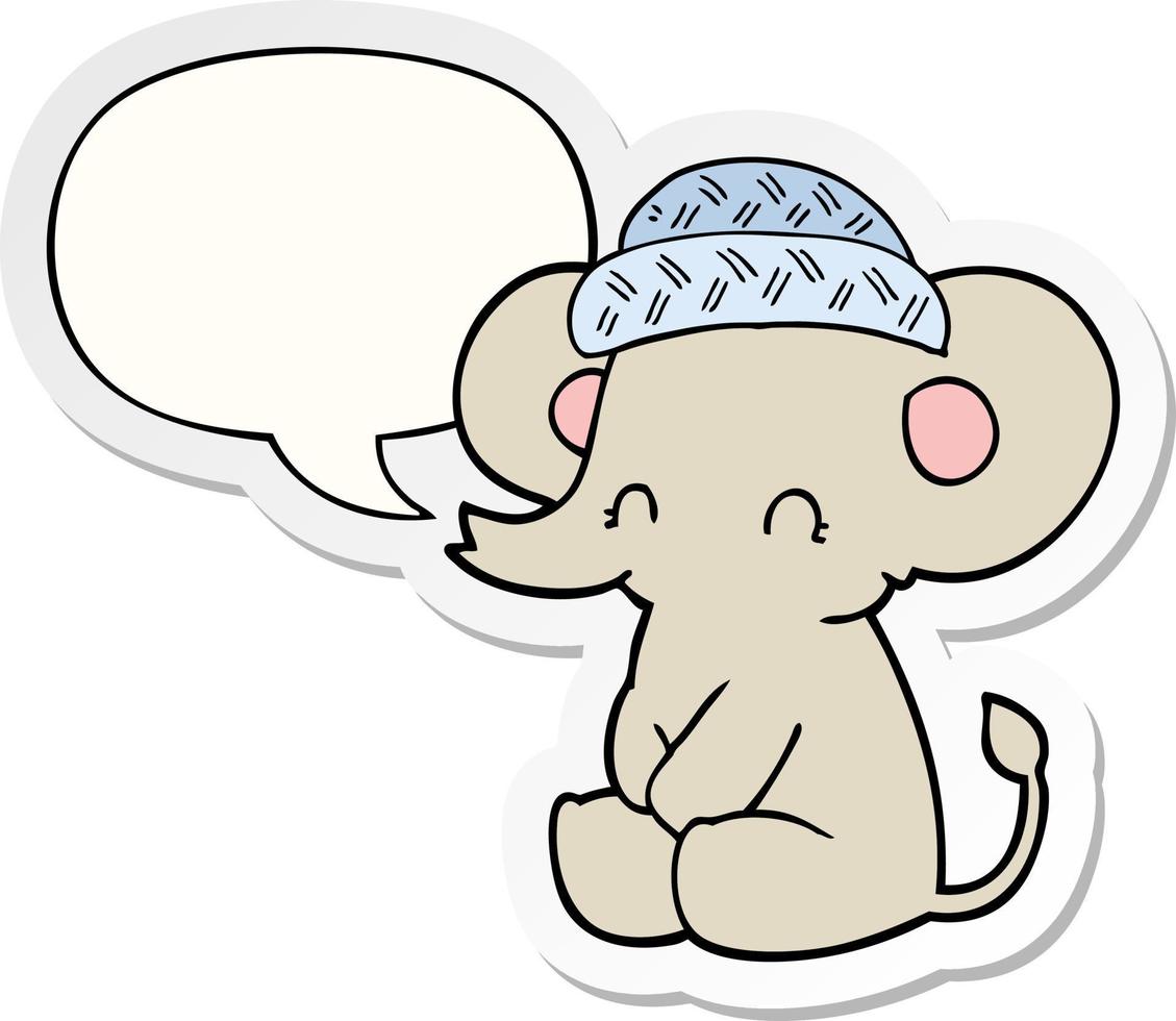 cartoon cute elephant and speech bubble sticker vector