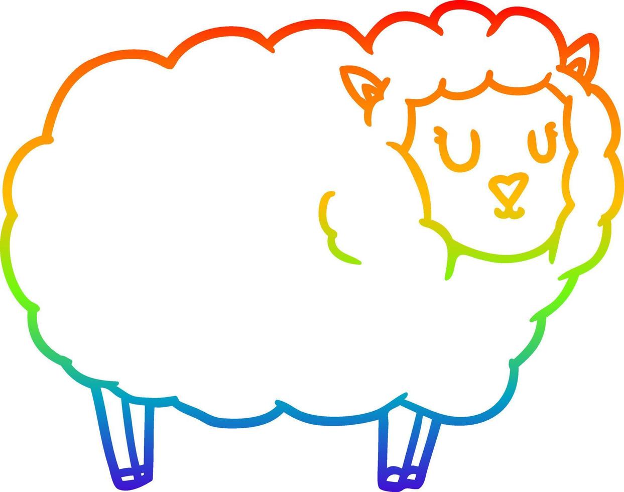 rainbow gradient line drawing cartoon sheep vector