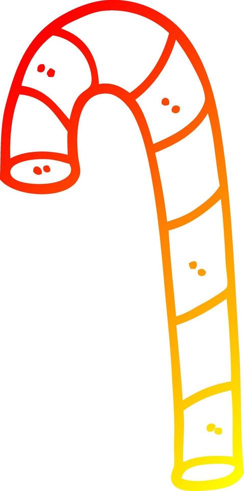 warm gradient line drawing cartoon xmas candy cane vector
