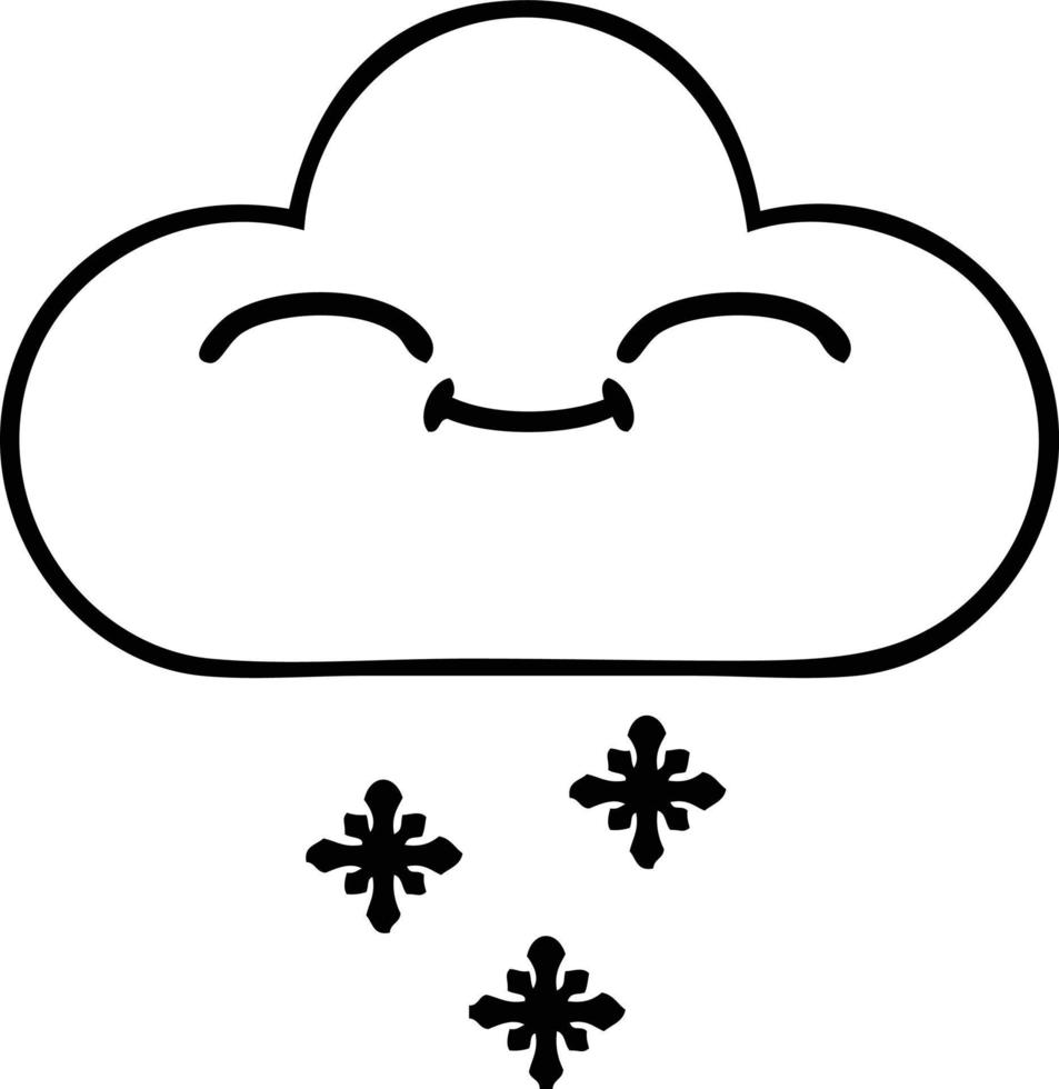 line drawing cartoon snow cloud vector