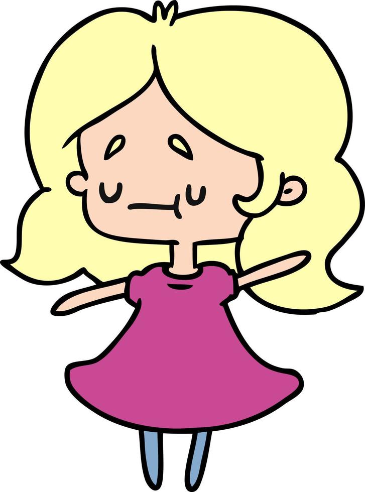 caricatura, de, un, lindo, kawaii, niña vector