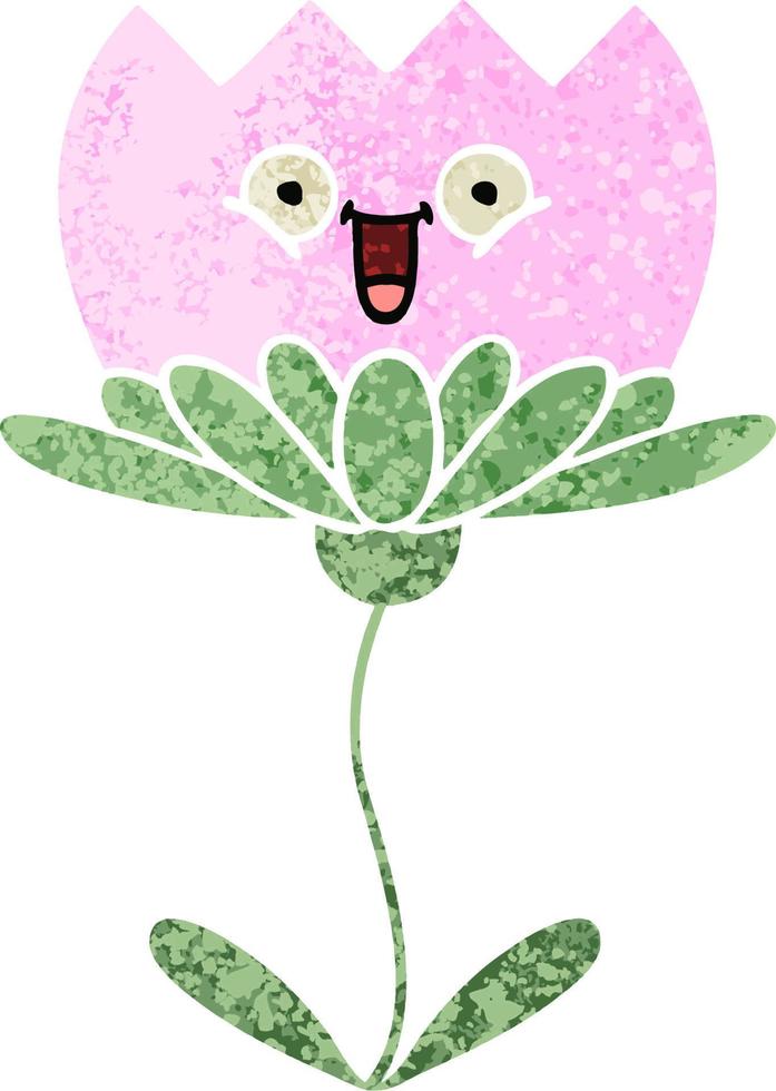 retro illustration style cartoon flower vector