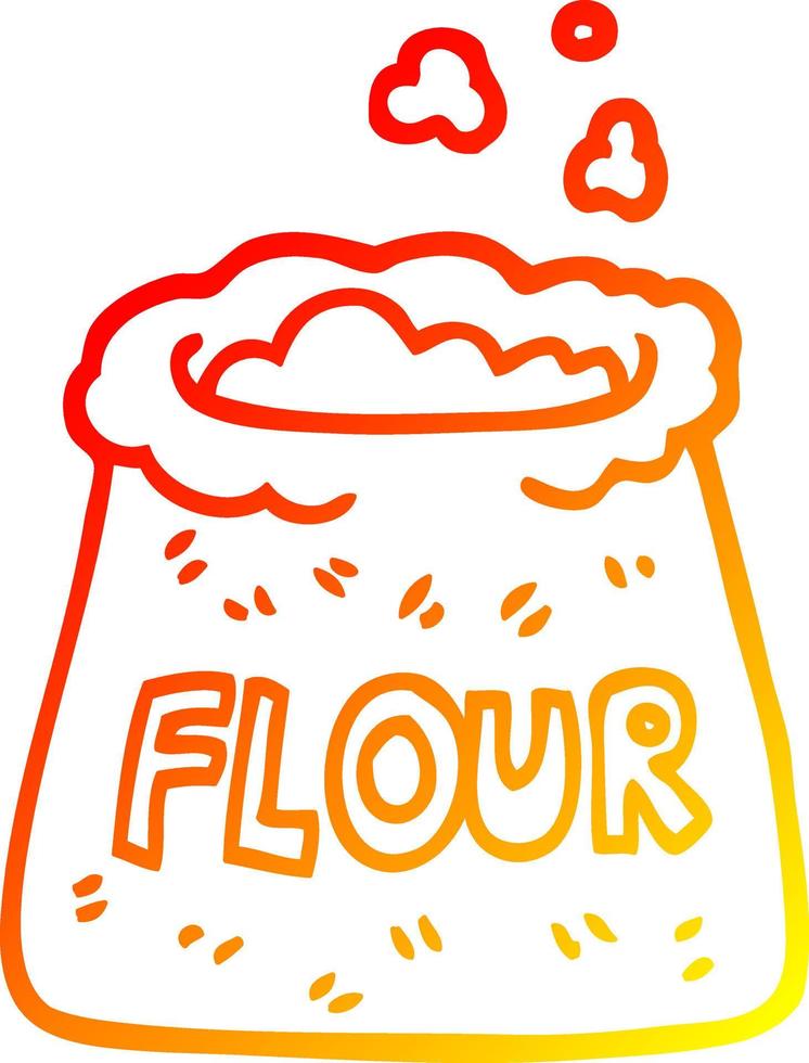 warm gradient line drawing cartoon bag of flour vector