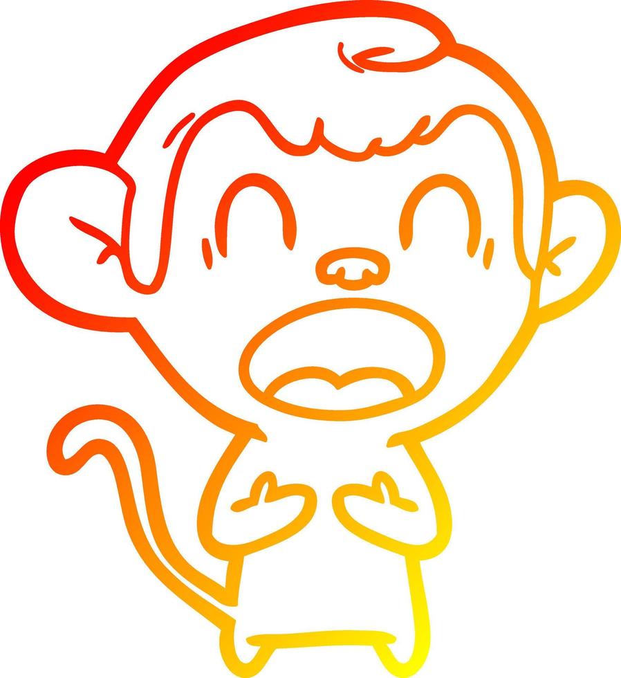 warm gradient line drawing shouting cartoon monkey vector