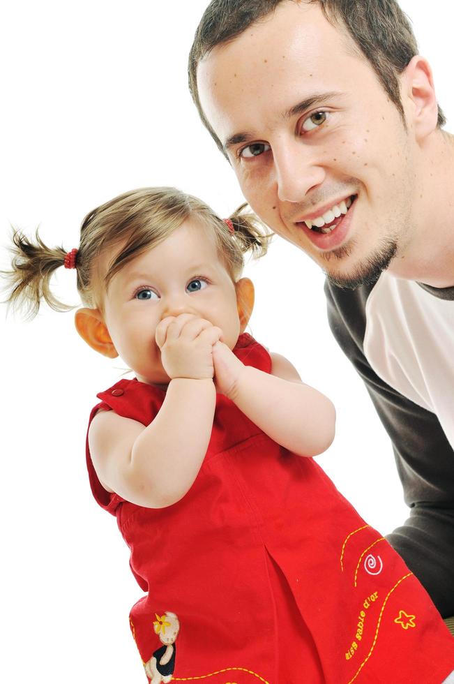 young father  play with beautiful daughter photo