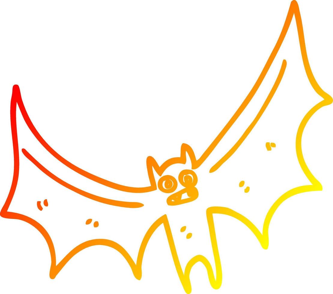 murciélago de dibujos animados de dibujo lineal de gradiente cálido vector