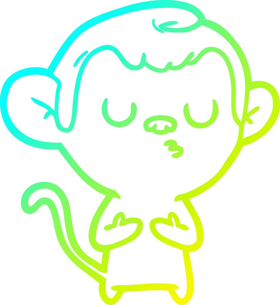 cold gradient line drawing cartoon monkey vector