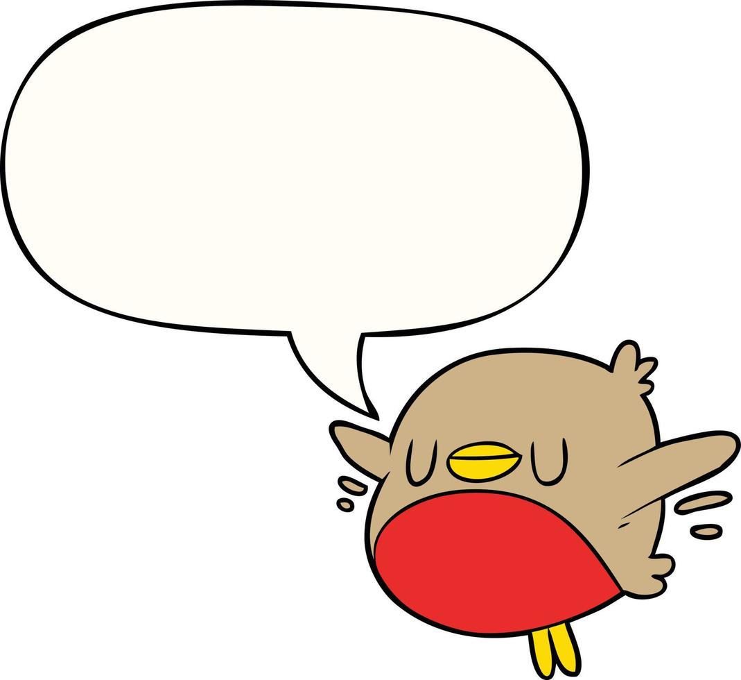 cute cartoon christmas robin and speech bubble vector