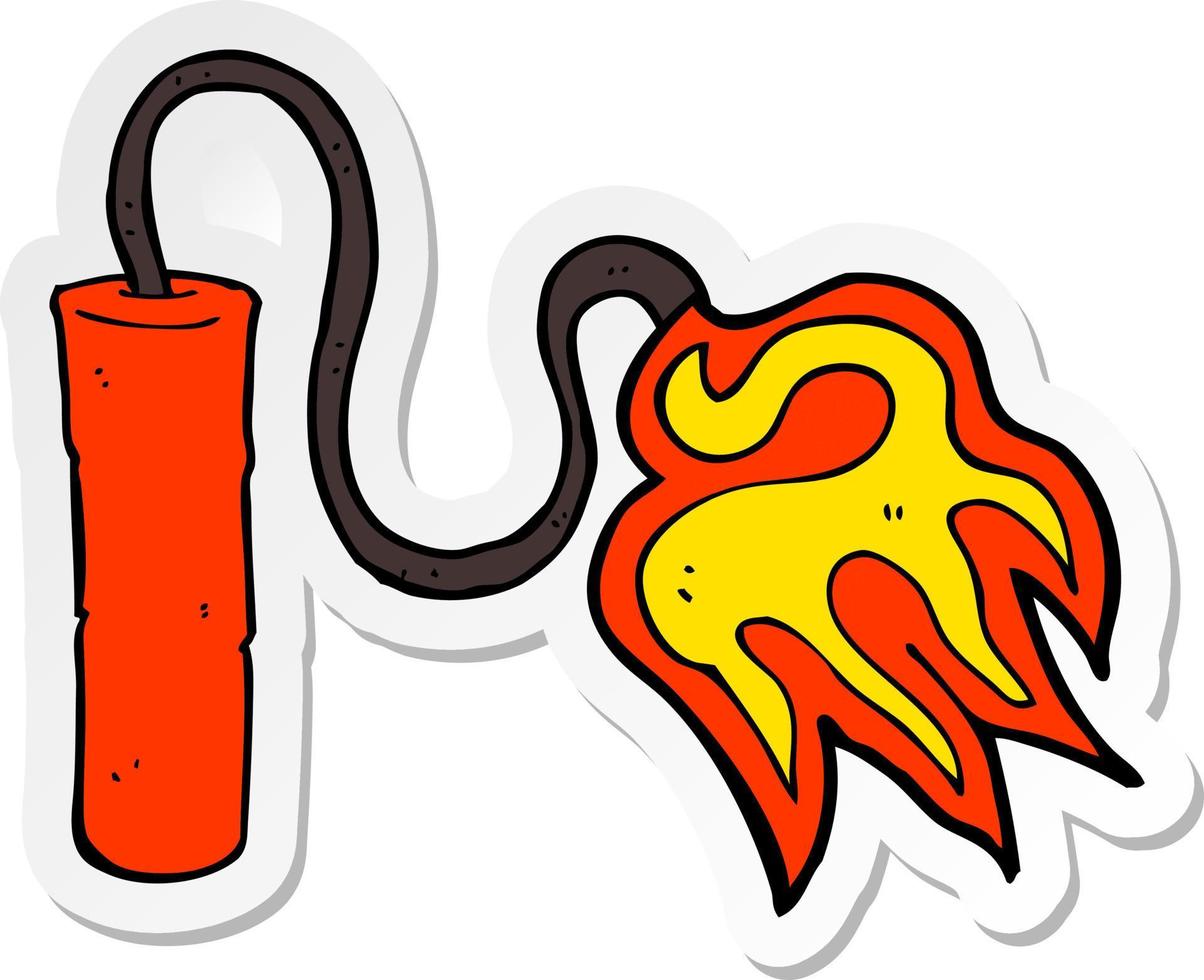 sticker of a cartoon dynamite burning vector