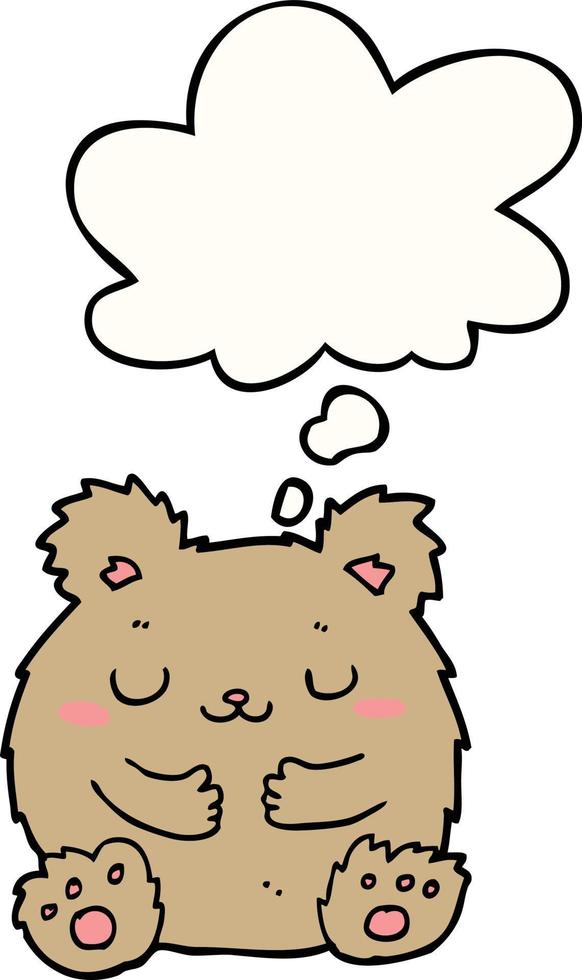 cute cartoon bear and thought bubble vector
