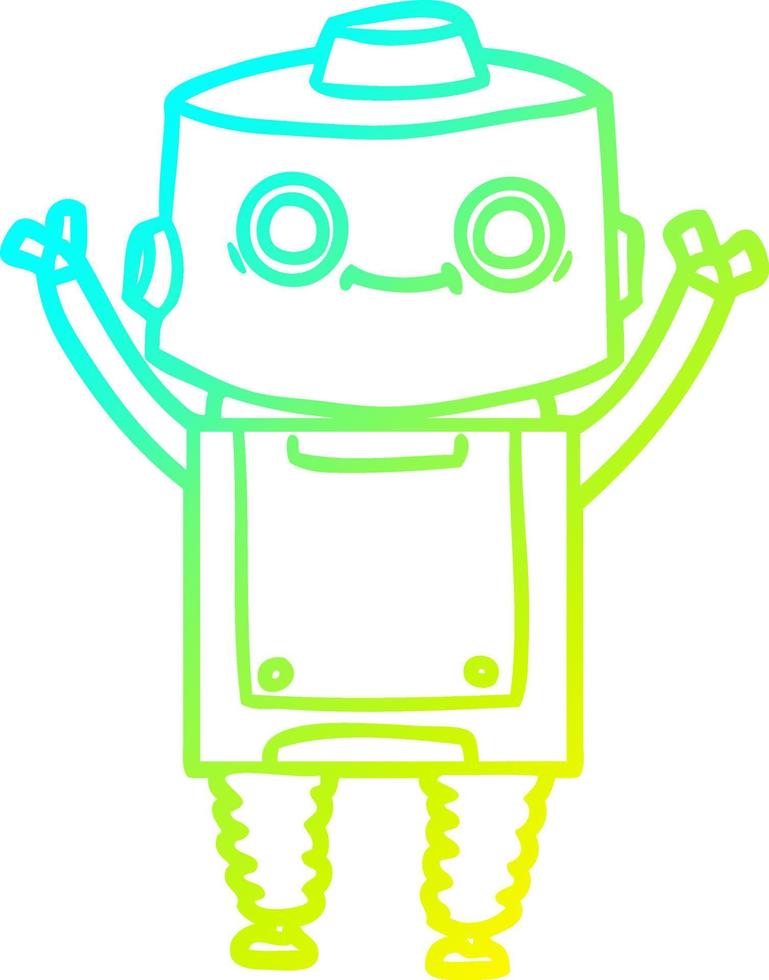 robot de dibujos animados de dibujo de línea de gradiente frío vector