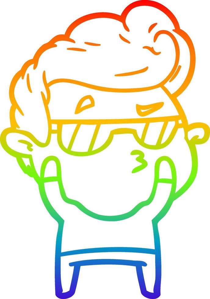 rainbow gradient line drawing cartoon cool guy vector