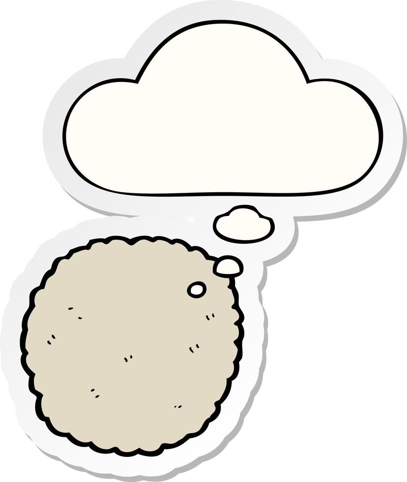 cartoon biscuit and thought bubble as a printed sticker vector