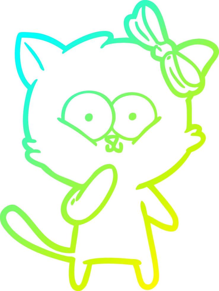 cold gradient line drawing cartoon cat vector