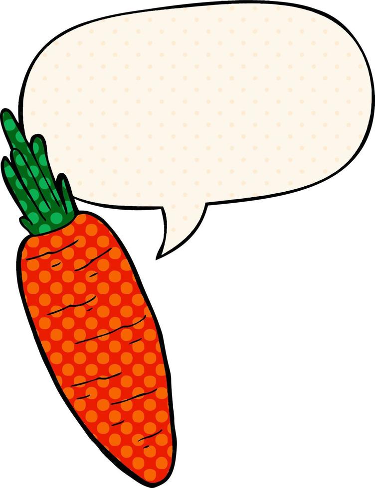 cartoon carrot and speech bubble in comic book style vector