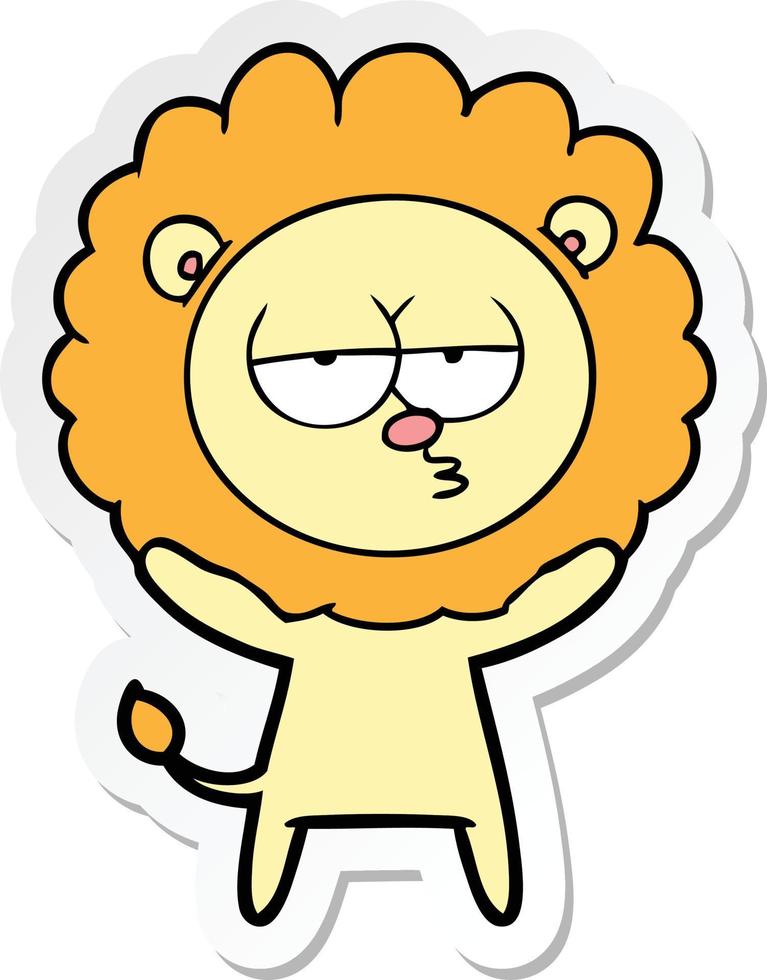 sticker of a cartoon bored lion vector