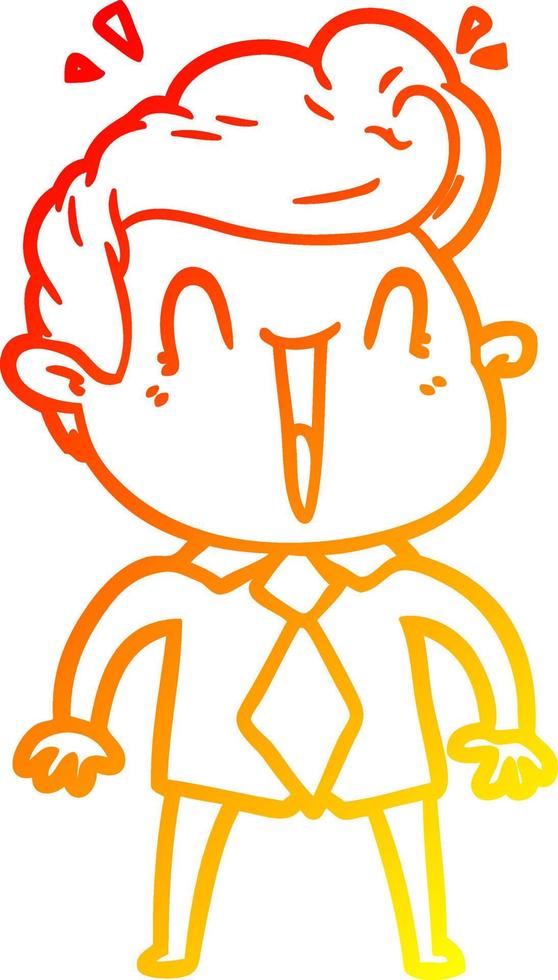 warm gradient line drawing cartoon excited man vector