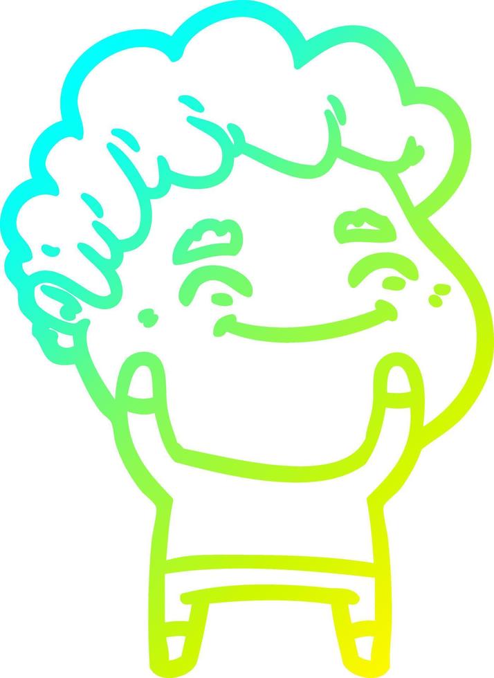 cold gradient line drawing cartoon friendly man vector