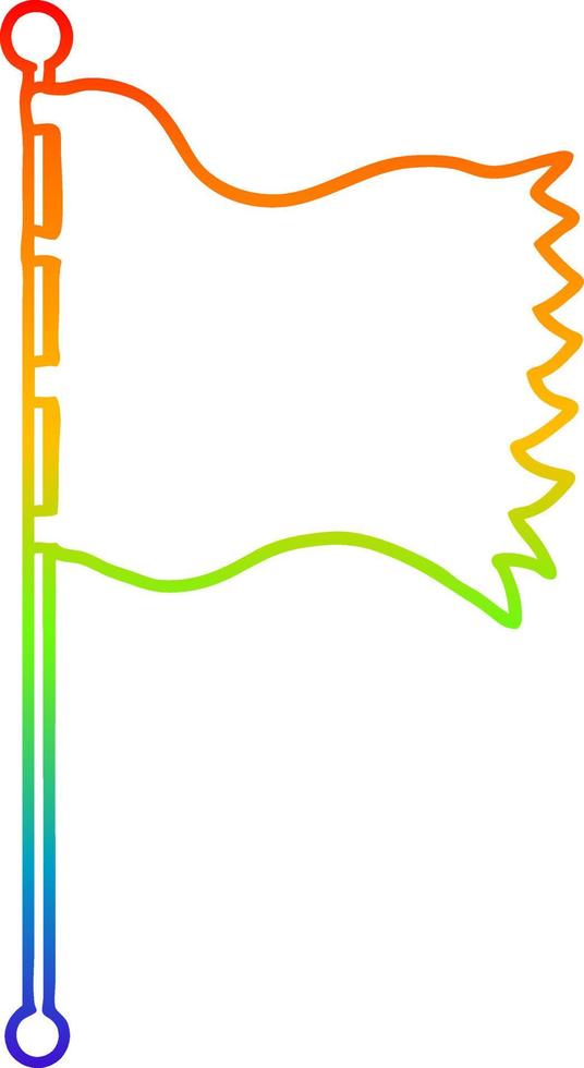 rainbow gradient line drawing cartoon waving flag vector