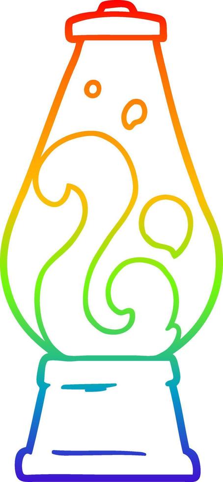 rainbow gradient line drawing cartoon retro lava lamp vector
