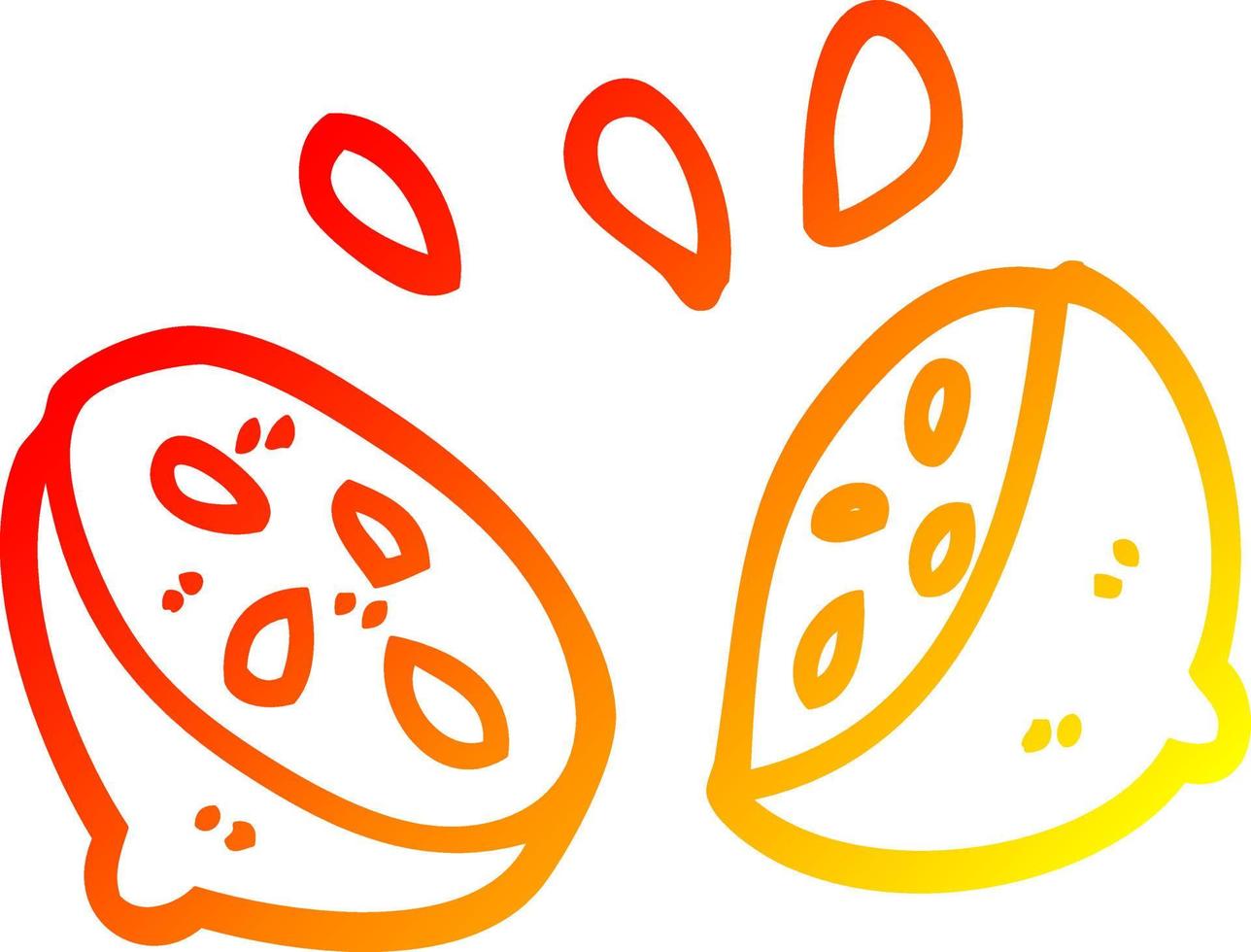 warm gradient line drawing cartoon halved lime vector